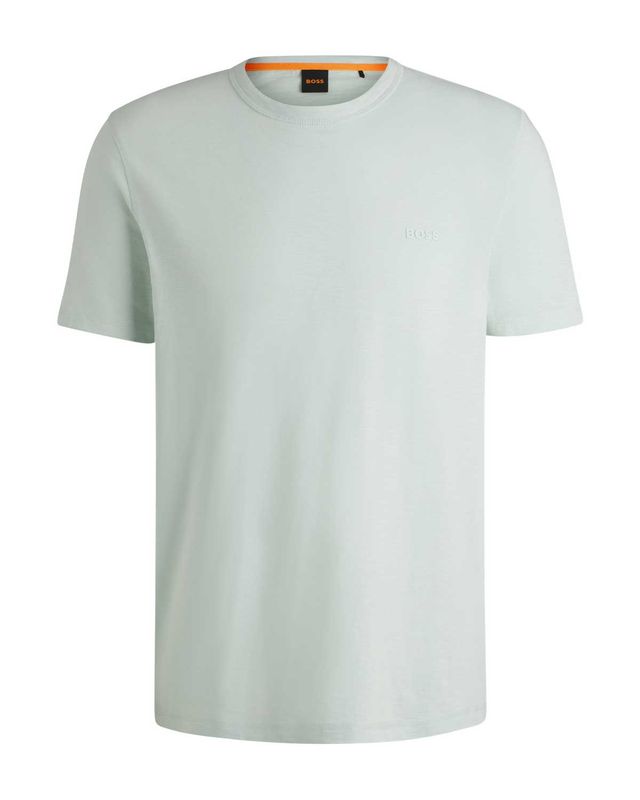 Regular-fit lichtblauw T-shirt van BOSS Menswear met subtiel logodetail