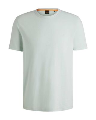 Regular-fit lichtblauw T-shirt van BOSS Menswear met subtiel logodetail