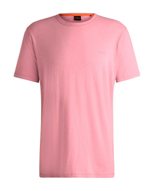 Regular-fit roze T-shirt van BOSS Menswear met ton-sur-ton logodetail