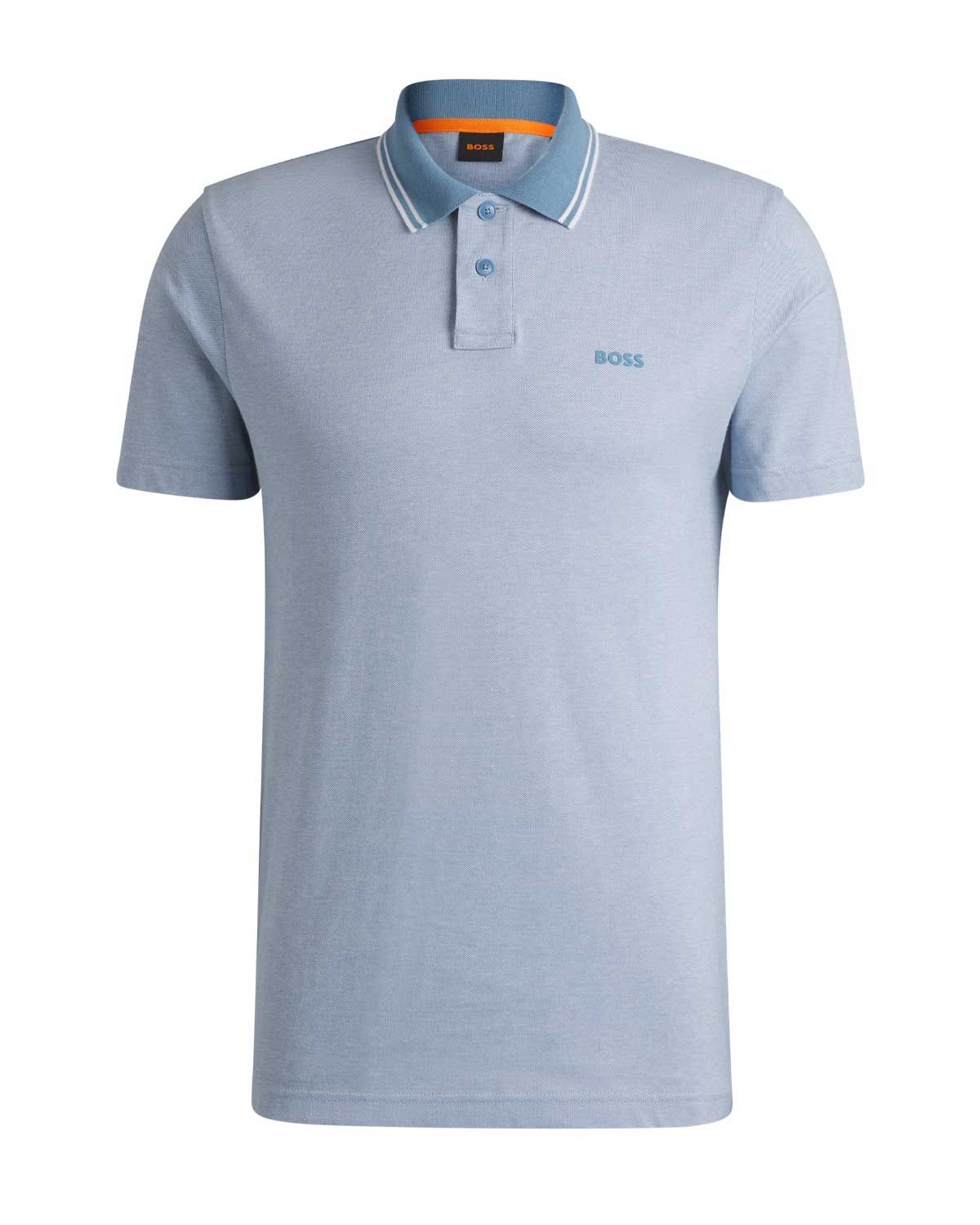 Hugo Boss polo middenblauw 50507814-462 van Oxfordkatoen met piquéstructuur