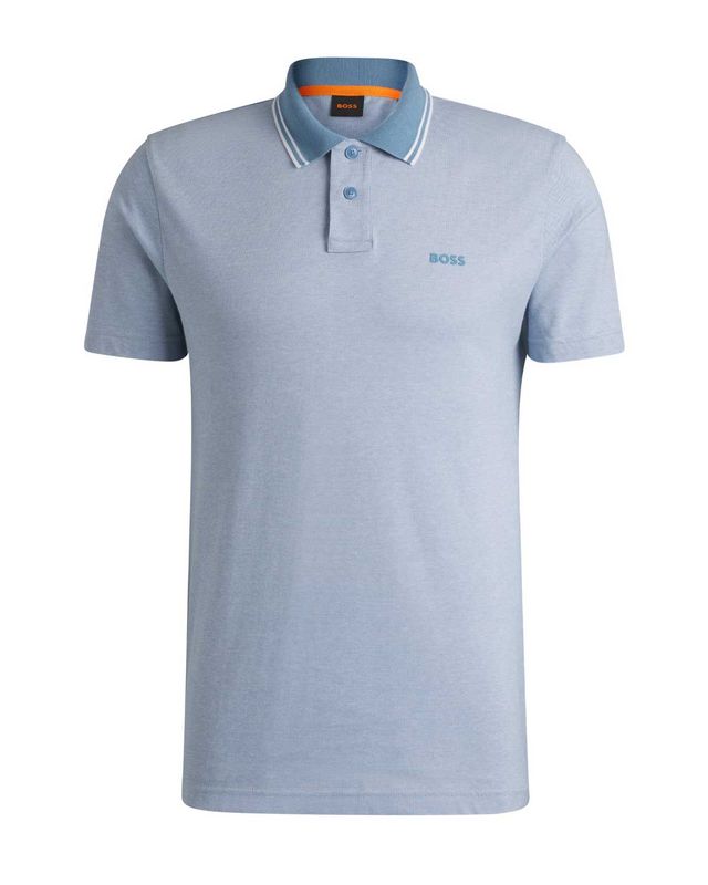 Hugo Boss polo middenblauw 50507814-462 van Oxfordkatoen met piquéstructuur