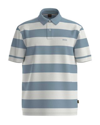 Lichtblauw-wit gestreepte polo van Hugo Boss met relaxed fit en duurzaam katoen.