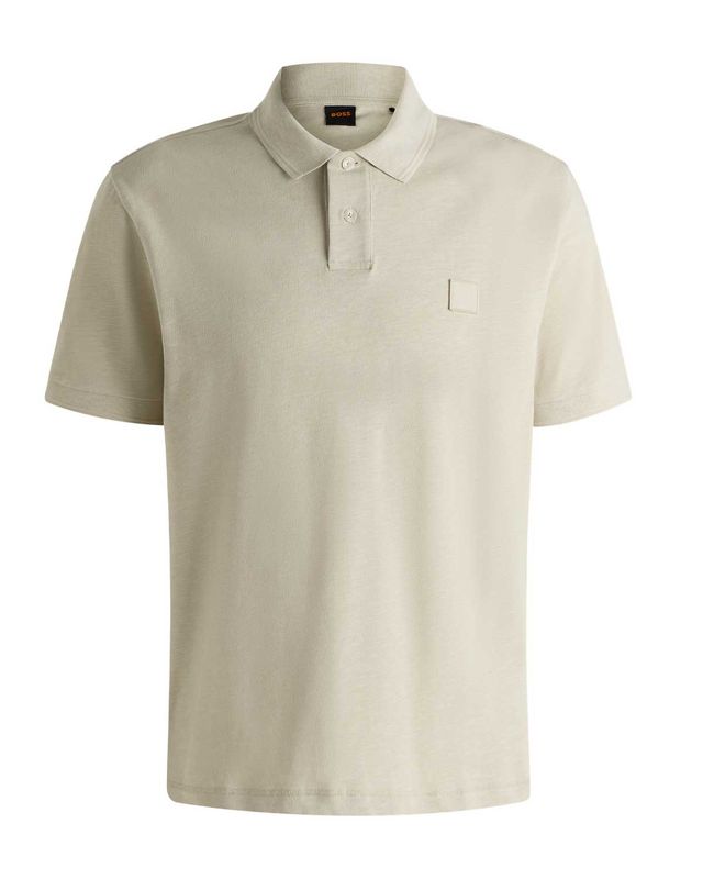 icht beige BOSS polo met korte mouw en subtiel logo, artikelnummer 50536728-271