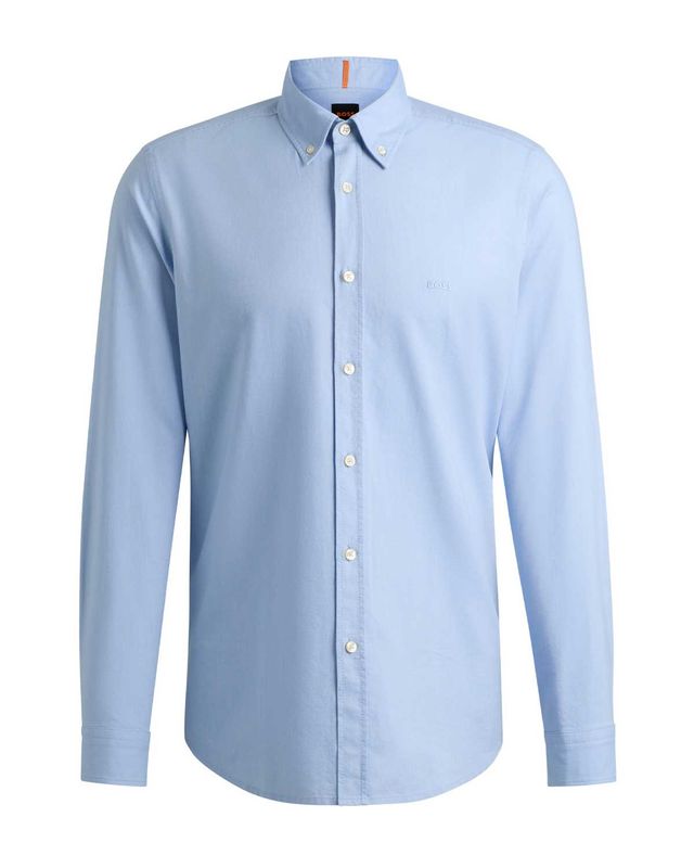 Lichtroze BOSS overhemd Rickert_M in Oxford katoen met button-down kraag, artikelnummer 50519707-682