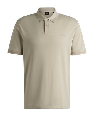 Licht beige HUGO BOSS polo met designkraag en subtiel logo, artikelnummer 50520109-271