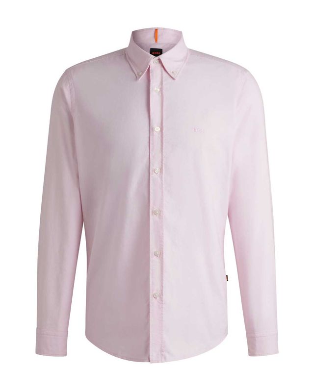 Lichtblauw BOSS overhemd Rickert_M met button-down kraag en subtiel logo, artikelnummer 50519707-460