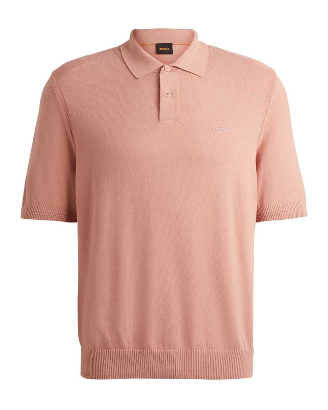Roze Hugo Boss polo 50514223 met korte mouw en gebreide structuur

