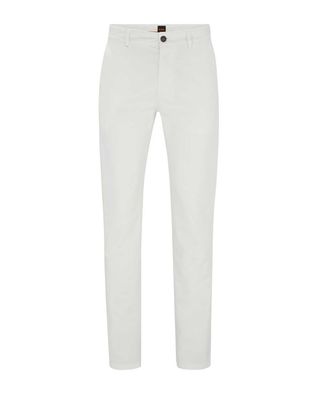 Witte Hugo Boss chino 50510933 in slim fit van stretch-katoen satin