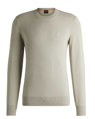 Beige Hugo Boss pullover 50527583 van katoen-kasjmier met logo patch