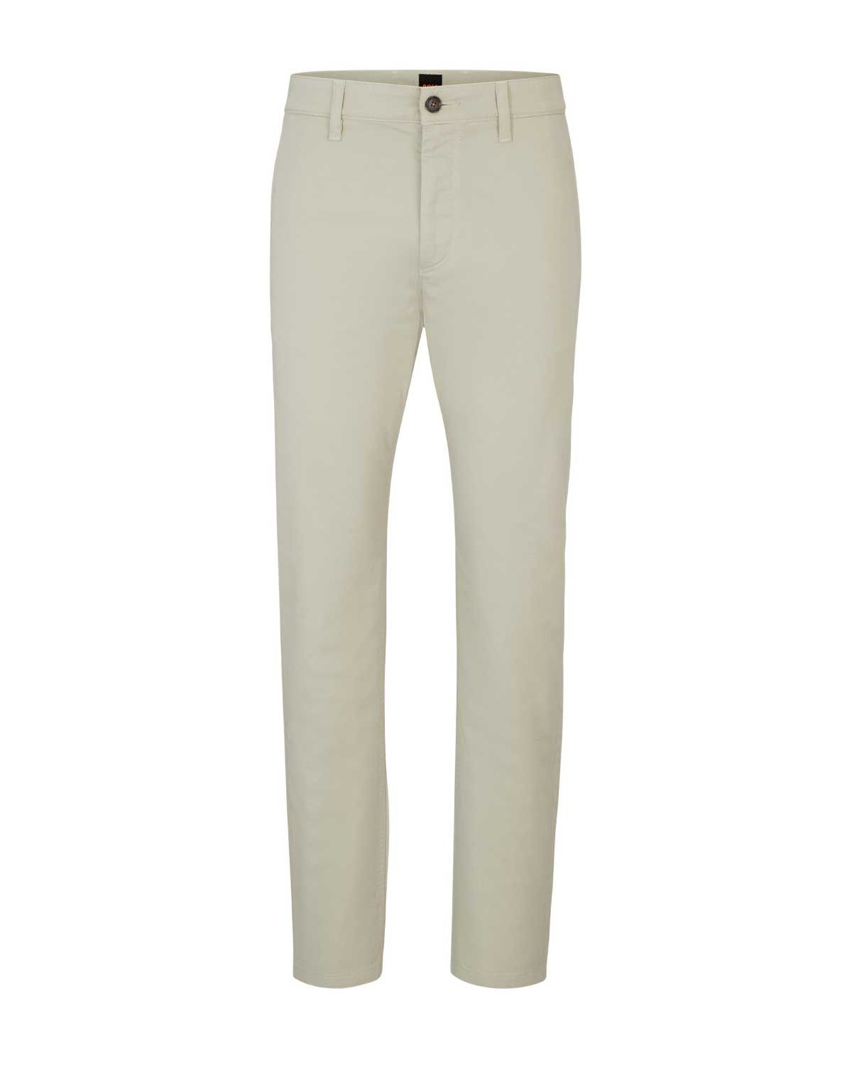 Beige Hugo Boss chino 50510917 in tapered fit van stretch katoen