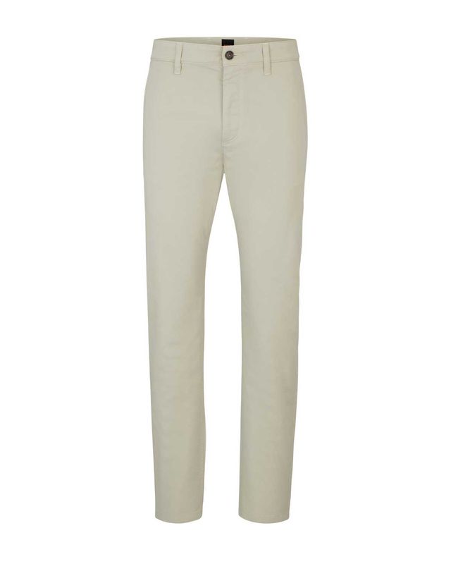 Beige Hugo Boss chino 50510917 in tapered fit van stretch katoen