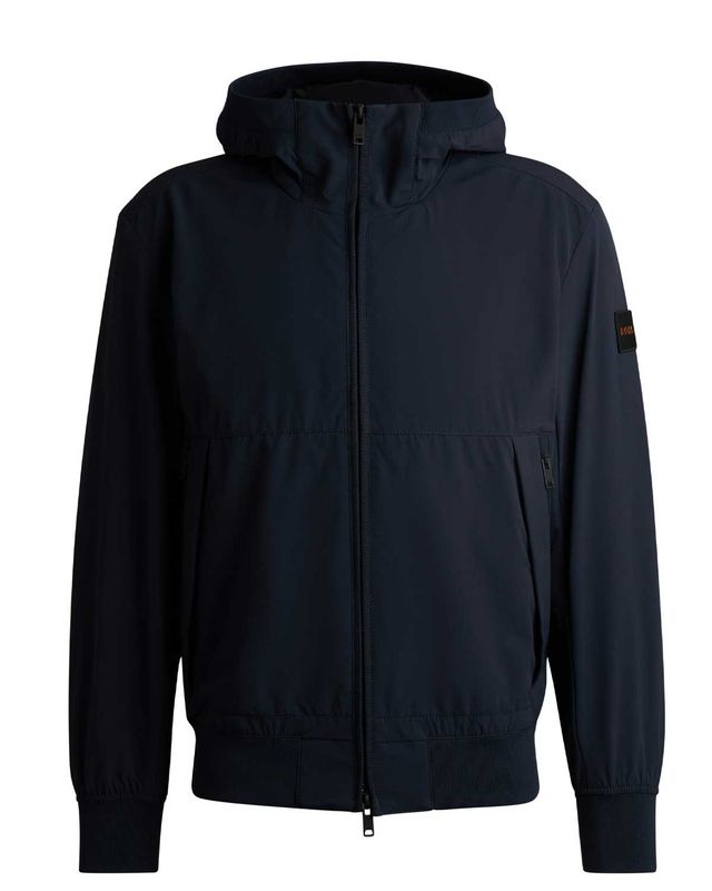 Donkerblauw zomerjack Hugo Boss Oloco met capuchon en stretchstof