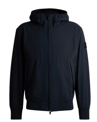 Donkerblauw zomerjack Hugo Boss Oloco met capuchon en stretchstof