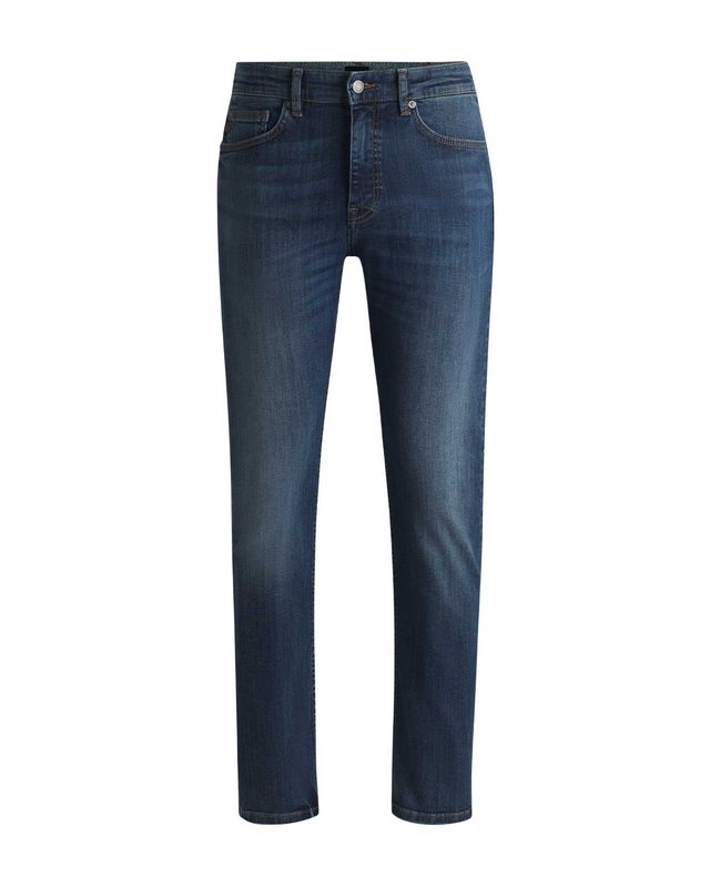 Hugo Boss slim fit jeans Delaware BO in donkerblauw met subtiele wassing