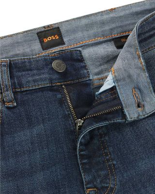 Hugo Boss close-up slim fit jeans Delaware BO in donkerblauw met subtiele wassing