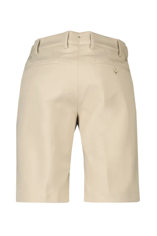 Sandkleurige Berwich jersey bermuda, achterkant met dubbele paspelzakken