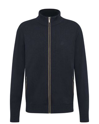 Donkerblauw vest van Bugatti met beige accenten en ritssluiting, model 7600-75510C-390