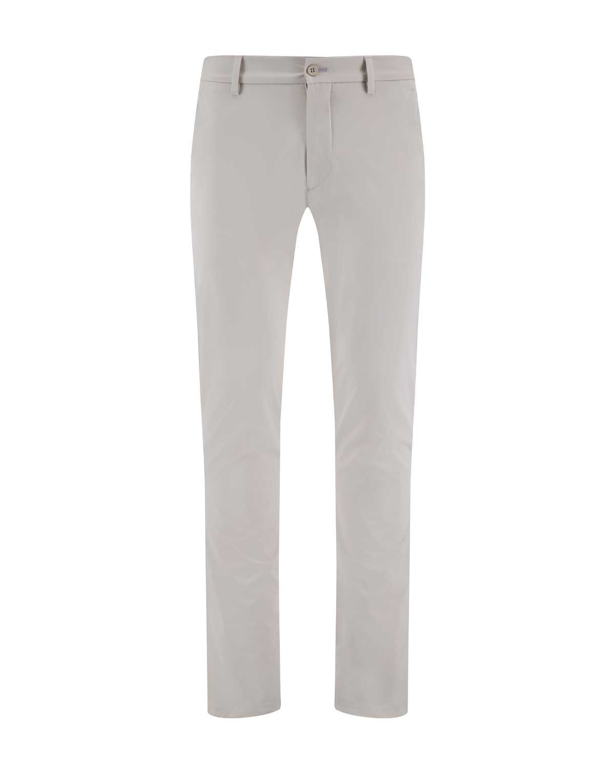 Vooraanzicht van de Berwich Morello lange broek in lichtgrijs met regular fit

