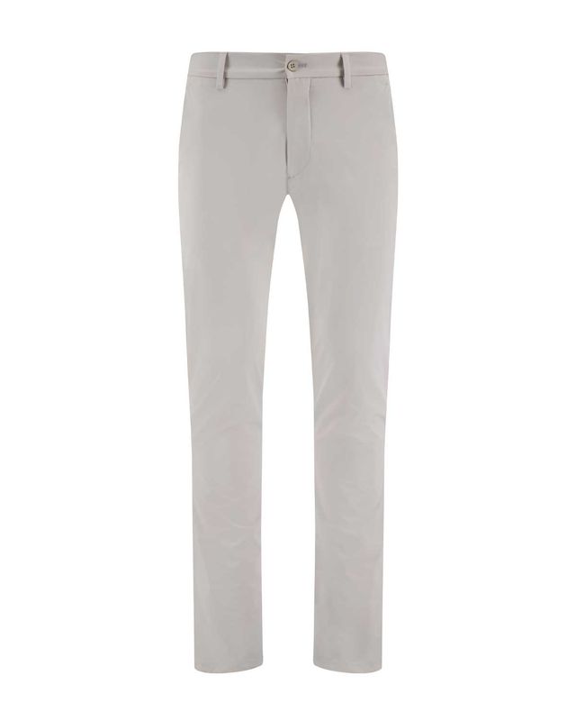 Vooraanzicht van de Berwich Morello lange broek in lichtgrijs met regular fit

