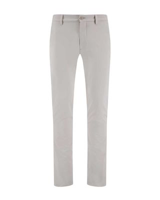 Vooraanzicht van de Berwich Morello lange broek in lichtgrijs met regular fit

