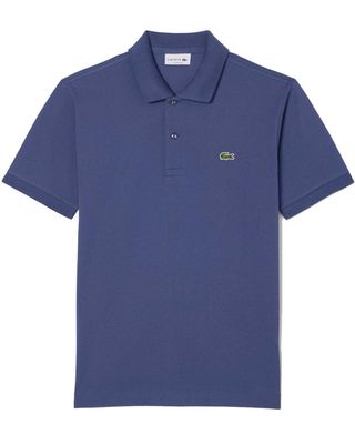 Lacoste polo PH4012 in blauw, slim fit met korte mouwen – vooraanzicht