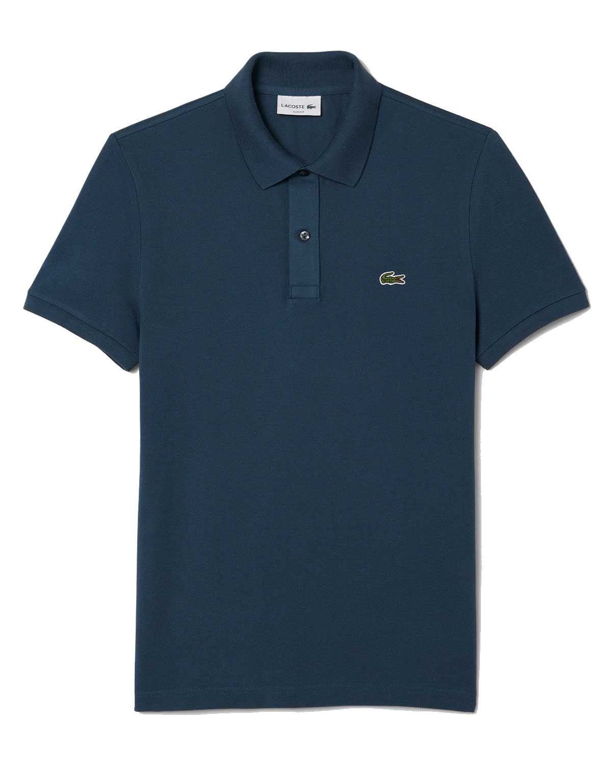 Lacoste polo PH4012 in donker azuurblauw (kleur C7Z), slim fit, korte mouwen – vooraanzicht van het kledingstuk