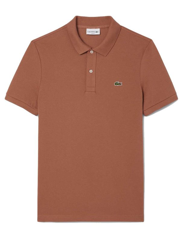 Lacoste polo PH4012 in lichtbruin (kleur I1K), slim fit, korte mouwen – vooraanzicht van het kledingstuk