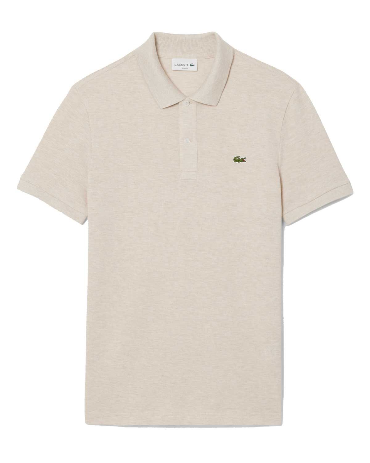 Lacoste polo PH4012 in beige (kleur I18), slim fit, korte mouwen – vooraanzicht van het kledingstuk