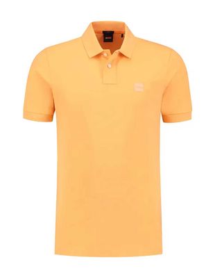 Hugo Boss polo met korte mouwen in de kleur Open Orange en subtiel logo