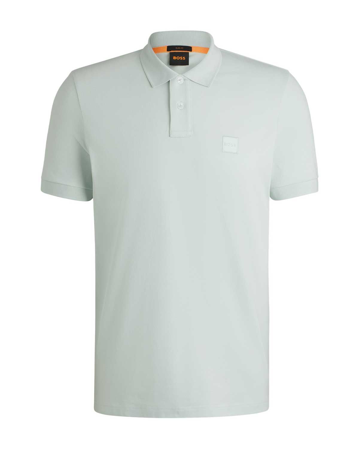 Hugo Boss polo met korte mouwen in Mint Green, stretchkatoen en subtiel logo op de borst