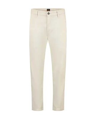 Beige chino van Hugo Boss in cavalry twill katoen met stretch en tapered fit

