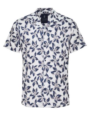 Desoto resortshirt met korte mouwen en blauwe bloemenprint in zachte jersey katoen

