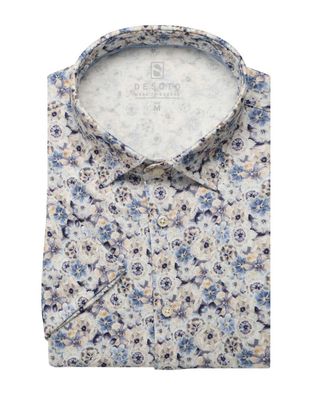Desoto overhemd 81132-3 in kleur 189 met blauwe bloemenprint en jersey stretchstof

