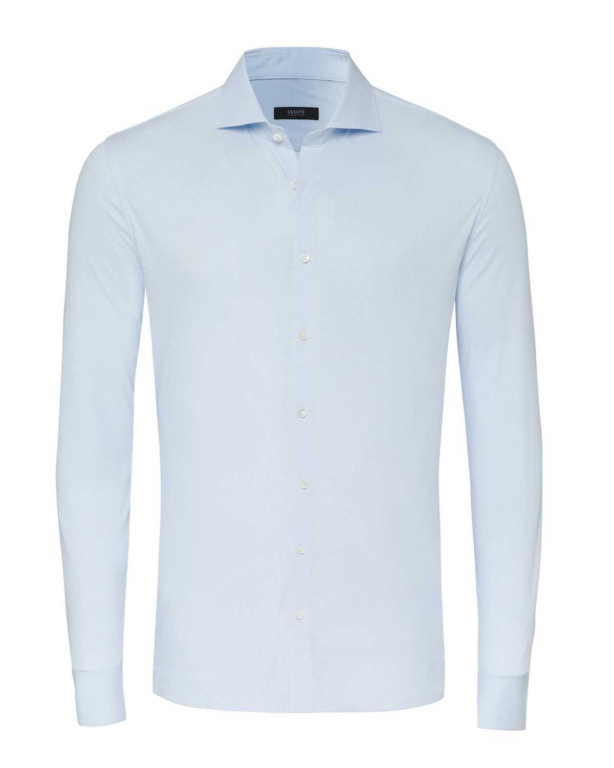 Lichtblauw DESOTO Luxury overhemd met microdessin, Cutaway boord en Slim Fit, model 81108-30-552