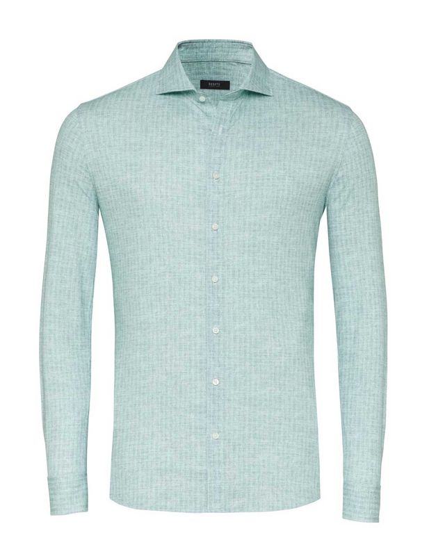DESOTO jersey overhemd 82108-30 655 in gemêleerd groen met Cutaway boord en mother-of-pearl knopen