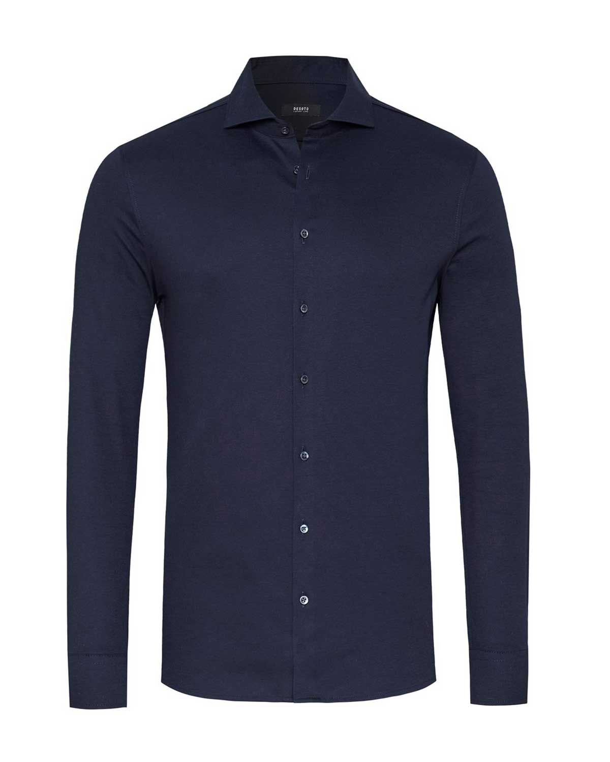 Donkerblauw Desoto jersey overhemd 10008-30-19, voorkant zonder model
