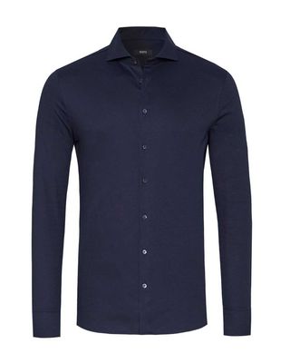Donkerblauw Desoto jersey overhemd 10008-30-19, voorkant zonder model