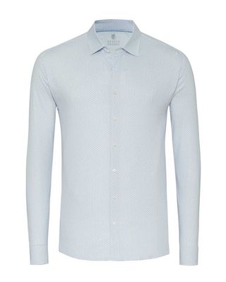 Desoto jersey herenoverhemd lange mouw in lichtblauw met subtiel microdessin