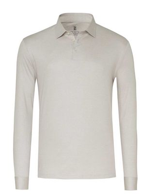 Desoto lange mouw polo in lichtbeige katoen met klassieke kraag en knoopsluiting