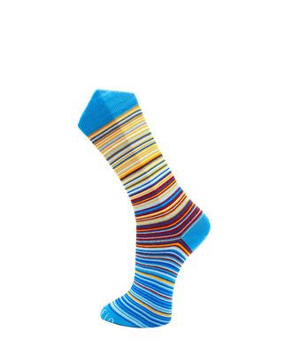 Effio gestreepte herensokken in blauw, geel, oranje en zandtinten – model Earth 25101

