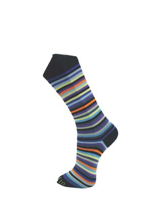 Effio Scully 24208 herensokken met multicolor strepen op blauwe basis, geïnspireerd op Sean Scully