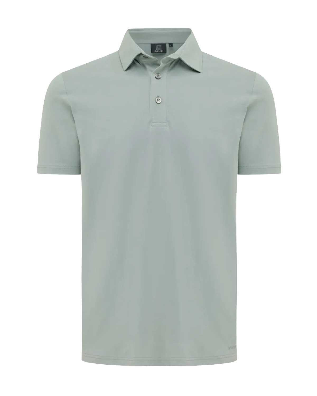 Genti polo met korte mouw in mintgroen, knoopsluiting en klassieke kraag