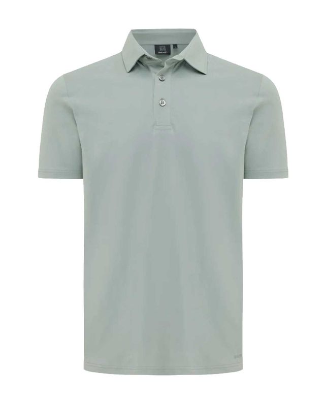 Genti polo met korte mouw in mintgroen, knoopsluiting en klassieke kraag