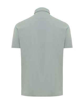 Achterzijde van de Genti Ice Cotton polo in mintgroene kleur met gladde afwerking