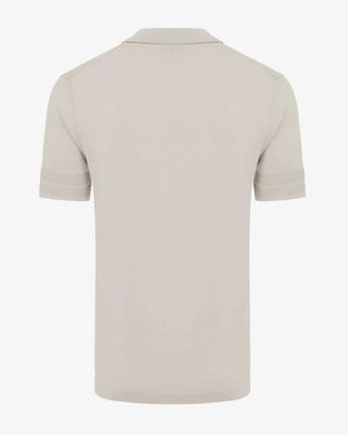Achteraanzicht Genti beige polo slim fit met korte mouw