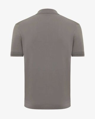 Achteraanzicht slim fit polo in chocoladebruin met korte mouw