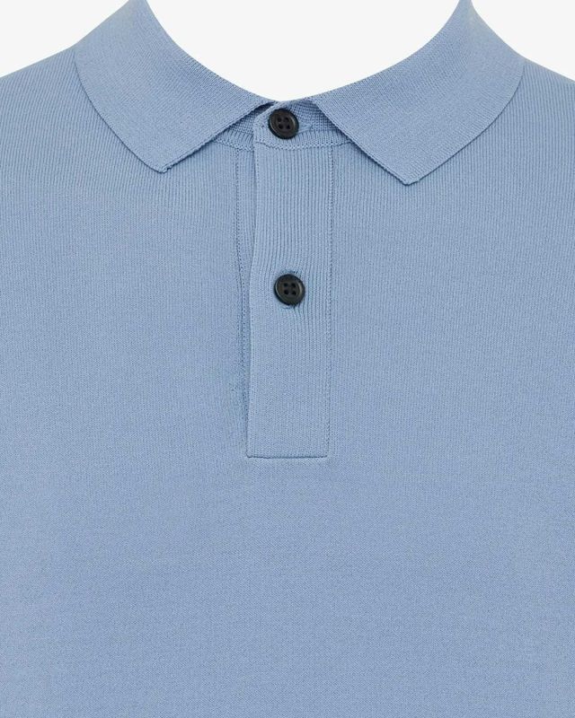 Achterzijde Genti polo K2046-1260-016 lichtblauw in slim fit pasvorm, vervaardigd uit technische stretchstof