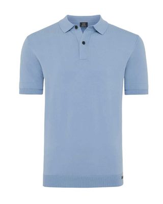 Genti polo K2046-1260-016 lichtblauw herenpolo met korte mouw en 2-knops kraag in cool-dry stretchmateriaal