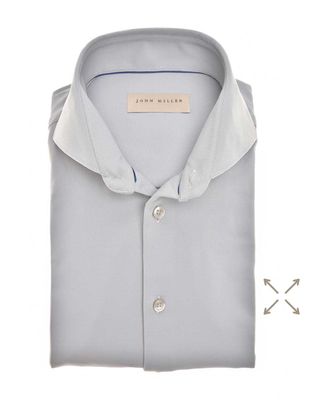 Gevouwen lichtgrijs John Miller overhemd met cutaway boord en grijze knopen, slim fit pasvorm