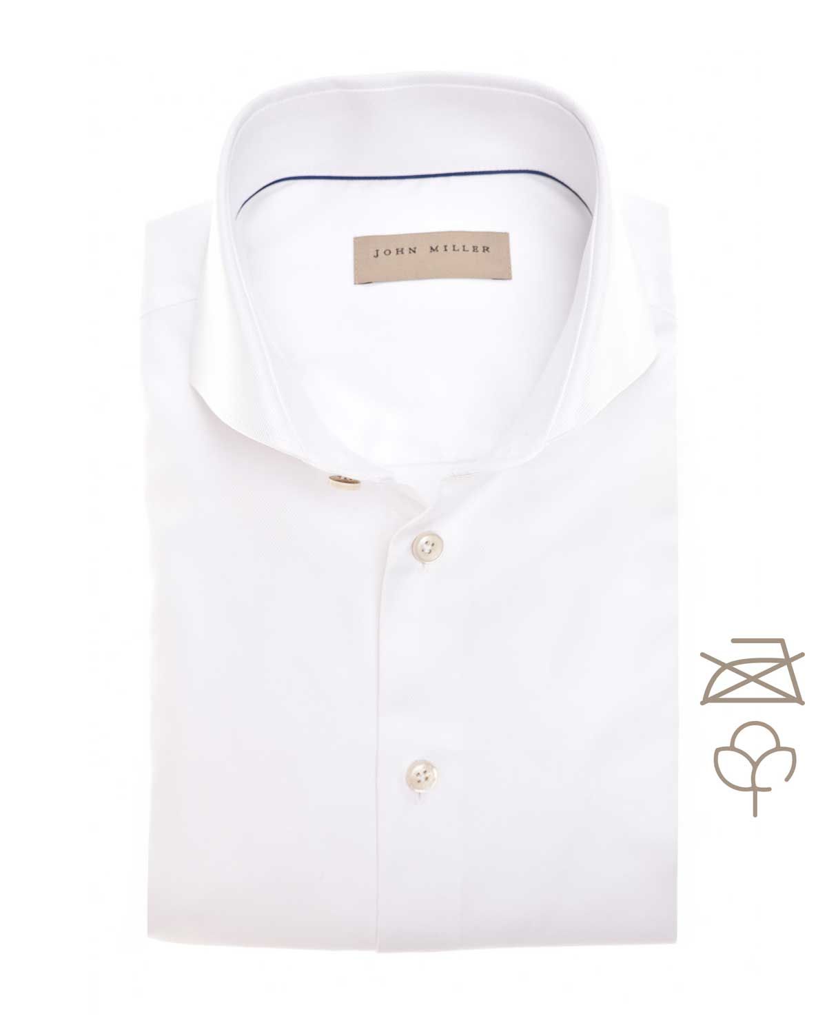 Wit John Miller overhemd van non-iron katoen met cutaway boord en tailored fit pasvorm
